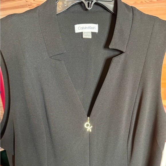Calvin Klein Black Fit & Flare Dress Size 14 NWT CK Zip Charm Sleeveless - Picture 9 of 11